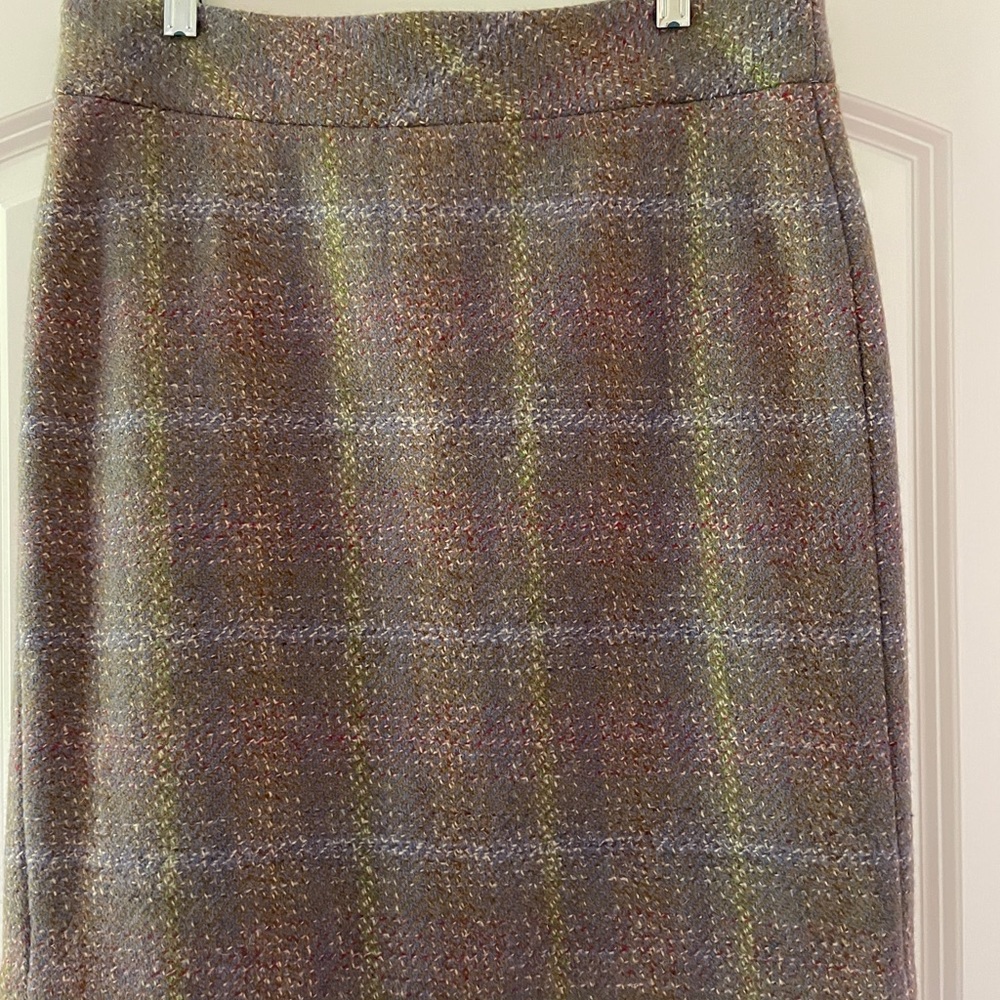 J. Crew Brown and Gray Knee-Length Pencil Skirt